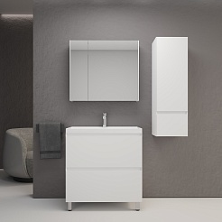 Style Line Тумба с белой раковиной Манхэттен 70 Plus эмаль белая матовая – фотография-7